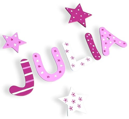 Tolle Holzbuchstaben für Kinderzimmer-Tür, Design Julia, Größe: 7cm