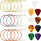 3 Sets Akustikgitarrensaiten aus Ersatz-Stahlsaiten (Gold, Messing, mehrfarbig) mit 9 Gitarrenplektren Celluloid, 3 Größen für Interpreten Anfänger