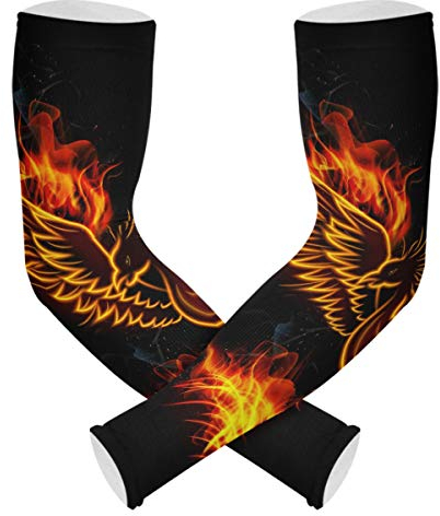 MCHIVER Kühlende Armabdeckung UV-Schutz Ärmel – Phoenix in Fire Fantastische Vogel-Tattoo-Ärmel für Damen & Herren, Kompressionsstrümpfe für Baseball, Fußball, Radfahren, Golf