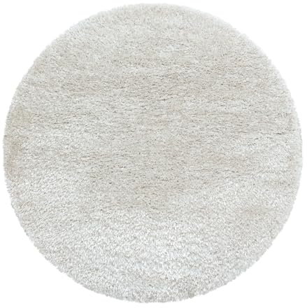 Carpetsale24 Teppich Wohnzimmer Shaggy Einfarbig Design 80 cm Rund Natur - Hochflor Teppich Schlafzimmer Luxuriöse Kuschelig und Super Weich Langflor 50 mm Florhöhe - Flauschiger Teppich Runder