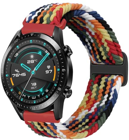 MroTech Bracelet 22mm Compatible avec Samsung Gear S3 Frontier/Galaxy Watch3 45mm/Galaxy 46mm Bracelet de Remplacement pour Huawei GT/GT 2 46 mm/GT 2e/GT2 Pro/3/3 Pro Nylon Élastique-Tissu Noir/Rouge