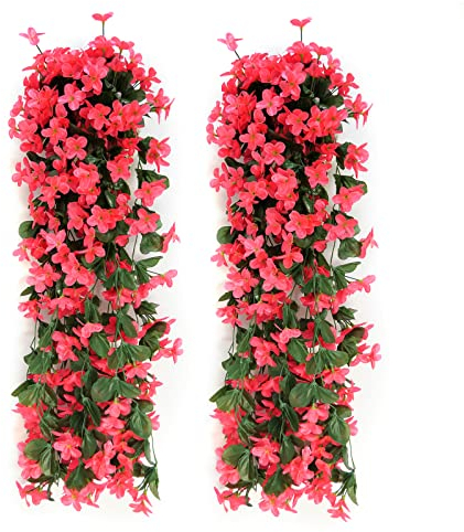 wocpvm 2 Pcs 70CM Fleurs Artificielles Lierre Artificiel Plante Artificielle Exterieur pour Le Bureau, La Décoration De La Maison, Le Jardin, La Fête, Le Mariage, La Rose Rouge