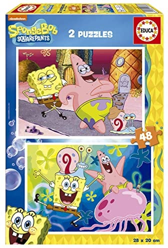 Educa - Spongebob Schwammkopf, 2 x 48 Teile Puzzle-Set für Kinder ab 3 Jahren, Kinderpuzzle, Squarepants (19388)