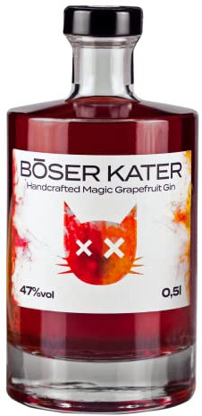BÖSER KATER Pink Grapefruit Gin | Das perfekte Geschenk | Fruchtiger Citrus-Geschmack mit Grapefruit, Blutorange & Pomelo | Handgemachter Gin | 0,5l 40% Vol.