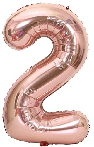 D2D | Party Balloon Zahl 2 XXL in Rosé - Größe 100 cm - Folienballon - Zahlenballon - Geburtstagsdeko - Helium Ballon