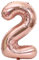 D2D | Party Balloon Zahl 2 XXL in Rosé - Größe 100 cm - Folienballon - Zahlenballon - Geburtstagsdeko - Helium Ballon