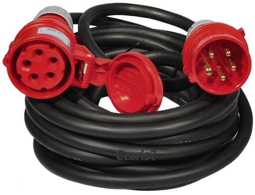 CEE Starkstromkabel 32A 400V 5x4mm² Gummi H07RN-F mit Stecker und Kupplung IP44 Verlängerungskabel 5m / 10m / 15m / 20m / 25m / 30m / 40m / 50m (Lange: 40 Meter)