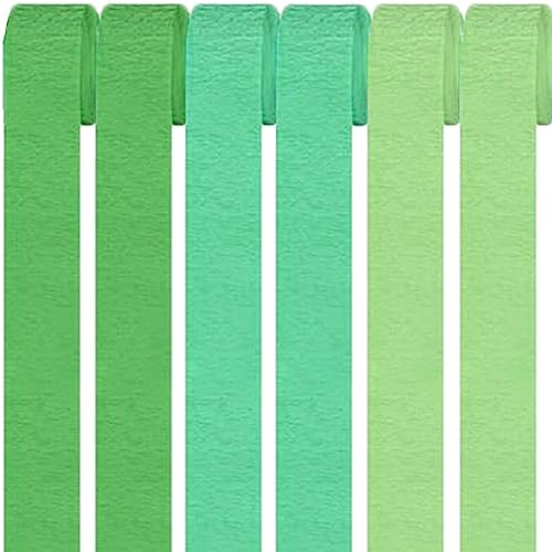 6 Rollen Bunt Krepppapier,Regenbogen kreppbänder Hintergrund Luftschlangen Papier Rainbow Crepe Paper Bastelkrepp für Party Dekoration und Handarbeiten Papierkunst (3 Stile Grün)