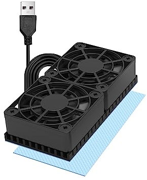 PANO-MOUNTS 80mm 2X 4010 Ultra-Thin Silent USB Radiator Fan with 5mm Aluminum Heat Sink and Thermal Pad for Graphics Cards, Router, HDD, 3D Printer