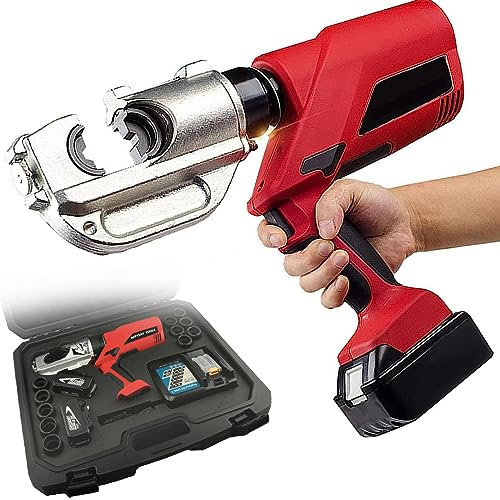 Crimpadora hidráulica recargable,crimpadora eléctrica hidráulica,crimpadora de terminales de cable,con batería de 3.0Ah y pantalla digital LED,para terminales de cobre y aluminio