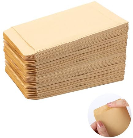 150 Mini Sacchetti Autoadesivi di Carta Kraft 8 x 12 cm per Calendario dell'Avvento, Semi, Monete, Gioielli - Sacchetti Piatti Fai da te per Regalo di Natale