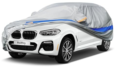 Holthly Bâche Voiture SUV Extérieur, Housse Protection Voiture 100% Étanche Anti UV Soleil, Bâche pour 4x4 Audi Q5, BMW X3, Renault Koleos,VW Tiguan Allspace, etc. YL