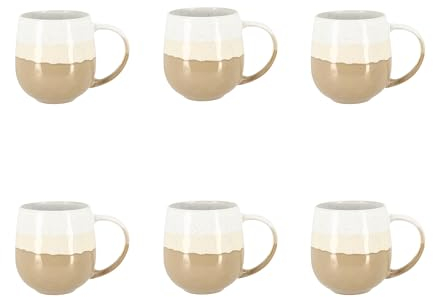 NOVASTYL - Lot 6 mugs riga beige 44cl en grès - 2414139