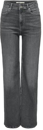 ONLY Damen Onlluna Hw Wide DNM Diabox Jeans, Medium Grey Denim, 26W x 32L