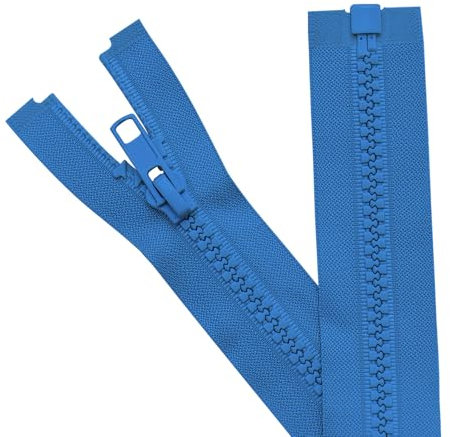Sawoake 2 Stück 64 cm Trennende Jacke Reißverschlüsse für Nähen Mäntel, Hosen, Röcke, Taschen & mehr - Blau, Kunststoff, Linkshändig