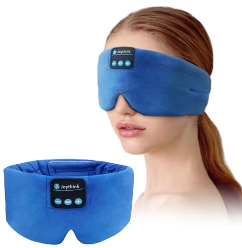Sleep Mask Bluetooth Headphones Wireless Bluetooth Eye Mask Soft Headband Earphones for Sleeping Travel Adjustable Washable Music Eye Cover with Speaker Microphones, Navy Blue