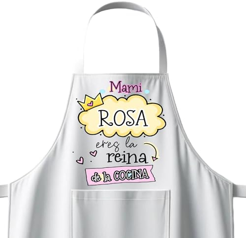 Kembilove | Delantal Personalizado con Fotos y Textos | Delantal de Cocina Customizado | Delantales personalizados con fotos | Mandiles de cocina mujer | Mami rosa