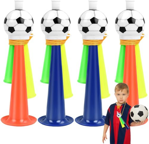 Csirnto 4 Stück Vuvuzela Fußball Tröte, Kinder Trompete Fussball, Vuvuzela Tröte, Stadion Tröte für Kinder Erwachsene, Party, Weltmeisterschaft