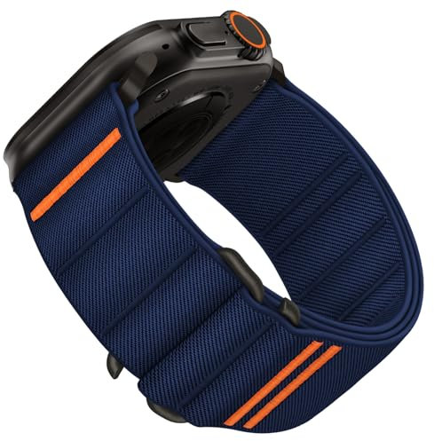 Suitisbest Straps Compatible with Apple Watch Ultra Strap 49mm 46mm 45mm 44mm 42mm, Stretchy Nylon Sport Loop Strap with S-Hook for Apple Watch Ultra 2/ Ultra SE Series 10 9 8 7 6 5 4 3, Blue Grey