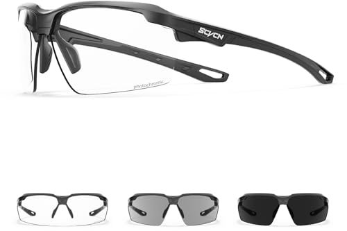 SCVCN Photochromatische Selbsttönend Fahrradbrille Sportsonnenbrille für Herren Damen UV400 Schutz MTB Radbrille Laufen Fahren Tennis Softball Angeln Baseball Triathlon 01
