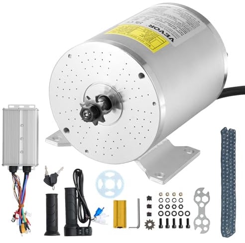 VEVOR Kit de moteur électrique sans balais, 3000 W, moteur électrique CC pour karts, 72 V 4900 tr/min, avec contrôleur de vitesse et kit de poignée d'accélérateur, pour vélo électrique, moto, scooter