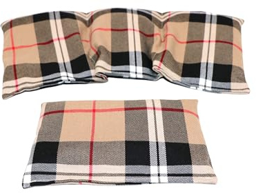 Kirschkernkissen SCHOTTEN - DESIGN 2 er Set Langes 36 x 18 cm 3 Kammer + kleines Körnerkissen Wärmekissen XXL Schulterkissen Nackenkissen Mikrowelle + Backofen (Beige Schotten Design, Raps)