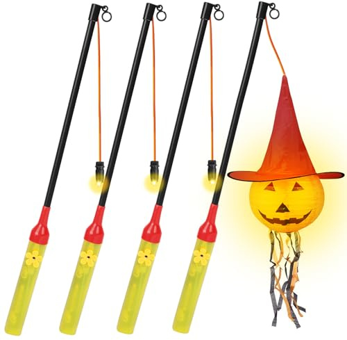 Aomig 4 Pcs Laternenstäbe mit LED Laterne Kinder Elektrischer Geschenke Laternenstab Licht Laterne Zauberstäbe Kindergarten Halloween St Martin Karneval Party Kostümparty Weihnachten Neujahr (B-40cm)