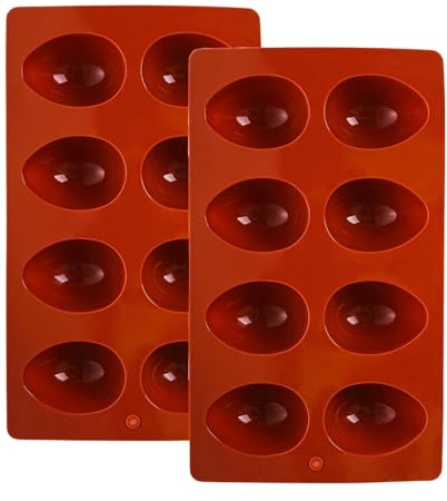 Xijobido Moules en Silicone, Plateau à Œufs avec 8 Cavités, 2 Pièces Moules Allant au Four pour Glace Chocolat Pain Gummy Muffin Mousse Pâques