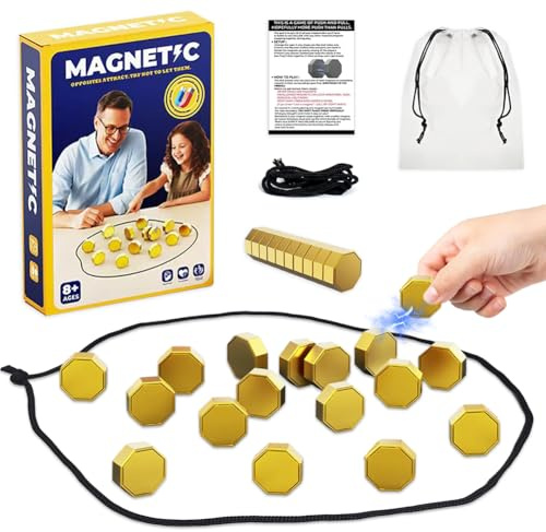 Ajedrez Magnetico Juego de Ajedrez 20 Piezas Magnético Piedras Magnéticas Juegos de Mesa Portátil Niños Juguetes Juegos Educativos para Acampar Reunión Familiar Viajes Amarillo