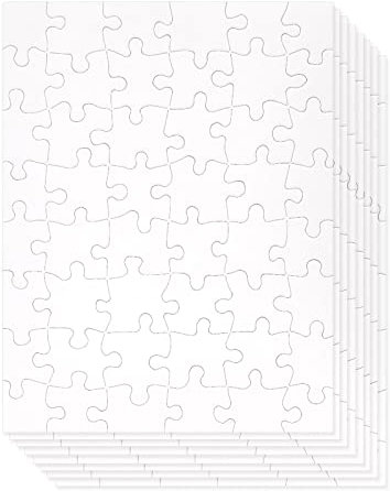 Blanko-Puzzle, je 48 Teile, zum Basteln (21,6 x 27,9 cm, Weiß, 36 Stück)