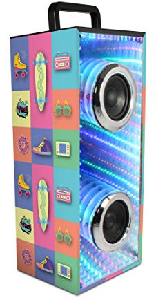 Metronic 477082 Enceinte Bluetooth sans fil 12W avec effet Vortex lumineux/Face miroir