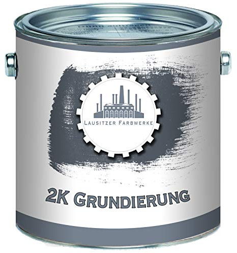 Lausitzer Farbwerke traditionelle 2K Grundierung im Set 2 komponenten Grundierung weiß grau schwarz Wunschfarbton (2,5 L, Grau)