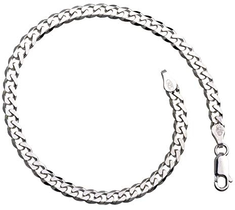 Panzerkette Armband - Breite 4mm - 925 Silber, Länge wählbar von 16cm-25cm