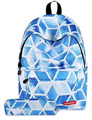 FANDARE Unisex Rucksack Schulrucksack Galaxy Schultasche Junge Mädchen Rucksäcke Schulranzen mit Mäppchen Teenager Tagesrucksack Reise Daypack Damen Kinderrucksäcke Wasserdicht Polyester Gitter