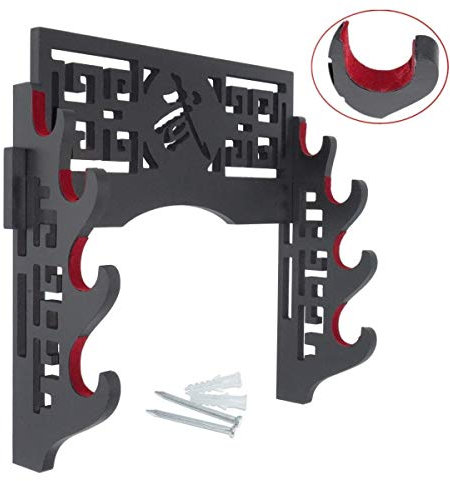 Cohki Red Velvet Protect Sword Supporto da Parete con Supporto A Spada per Espositore con Strisce in Feltro per Katana Wakizashi Bushido-4 Tier Bushido