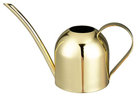 IMEEA Regadera dorada para plantas de interior, orquídea, bonsái, acero inoxidable con boquilla larga para casa, escritorio, oficina, 450 ml