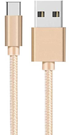 PHONILLICO Cable compatible avec Huawei P30 / P30 LITE / P30 PRO / P20 / P20 LITE / P20 PRO / P10 / P9 / P9 PLUS - Cable Chargeur USB-C Nylon Tressé Or 1 Metre