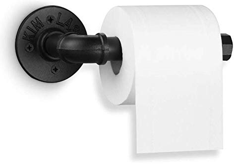 ALGT Retro Toilettenpapierhalter Vintage Klorollenhalter Industrie-Rohr Klopapierhalter Wandhalter WC Papierhalter Wasserrohr Design WC-Papierrollenhalter, WC Papier Halterung, Schwarz (B)