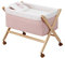 Cambrass Mini-Babybett mit gekreuzten Beinen und Rollen mit Bremsen, Babybett für die ersten Monate des Babys, leicht zu transportieren, Mini-Kinderbett aus Holz, 55 x 87 x 74 cm, Sky Rosa/Natur