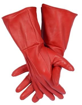 LEATHER LH HANDS Herren Mittelalter Renaissance Cosplay Ungefüttert Gauntlet Echtes Leder Kostüm Handschuhe, Rot/Ausflug, einfarbig (Getaway Solids), X-Large
