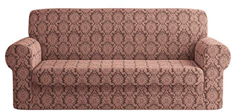 Copridivano Elasticizzato Salva Divano Damascato Elgeante (Rosa, Tre posti)