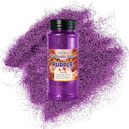 Alanka Glitter Polvere, 140g Glitter per Decorazioni, Olografiche fine Glitter Brillantini per Pittura Glitter per Slime Hobbistica Trucco Nail Art Pittura - Viola