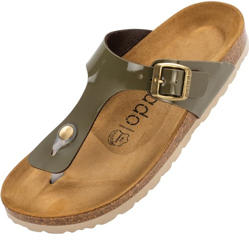Palado Damen Zehentrenner Kos - Sandalen Made in Spain - bequeme Hausschuhe mit Kork-Fußbett - modische Sommerschuhe