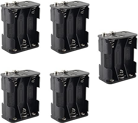 HALJIA 5PCS 6 x 1.5V AA Battery Holder Case 9V 6 Slots Plastic Battery Storage Box Double Deck Back to Back