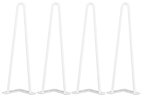 Ausla Lot de 4 pieds de meubles en métal blanc - Pieds de table en acier - Charge maximale : 150 kg - Pour tables basses, tables modernes, support TV (16)