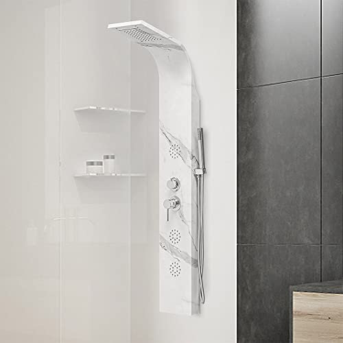 Inbagno Colonna Doccia idromassaggio in Acciaio Inox, H. 148 cm, 4 funzioni, Completa di Miscelatore e doccino