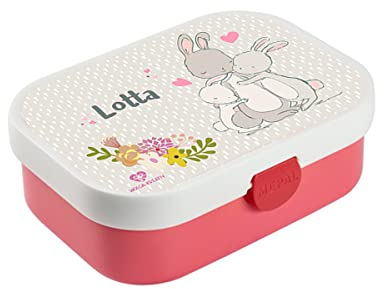 wolga-kreativ Personalisierte Kinder Mepal Campus Kinder Mädchen Brotbüchsee Hasenfamilie Lunchdose mit Fächern und Unterteilung als Geschenk zur Einschulung, Schule, Kindergarten