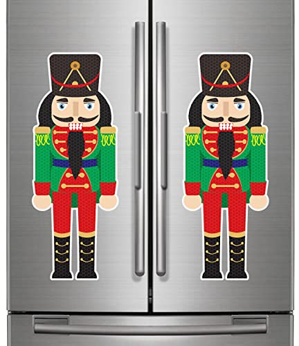 QSUM Magneti schiaccianoci, per frigorifero, 2 pezzi, decorazioni natalizie schiaccianoci, adesivi magnetici, simpatici e divertenti schiaccianoci, soldato, calamita per frigorifero, per Natale,