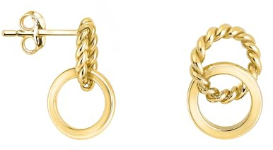 SOFIA MILANI - Damen Ohrringe 925 Silber - vergoldet/golden - Verdreht Kreis Ohrstecker - E1338