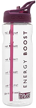 Polar Gear 750ml Tracker Water Bottle With Straw - BPA-Free Reusable Water Bottle With Time Markings – Running Water Bottle Perfect for Gym, Cycling & Work